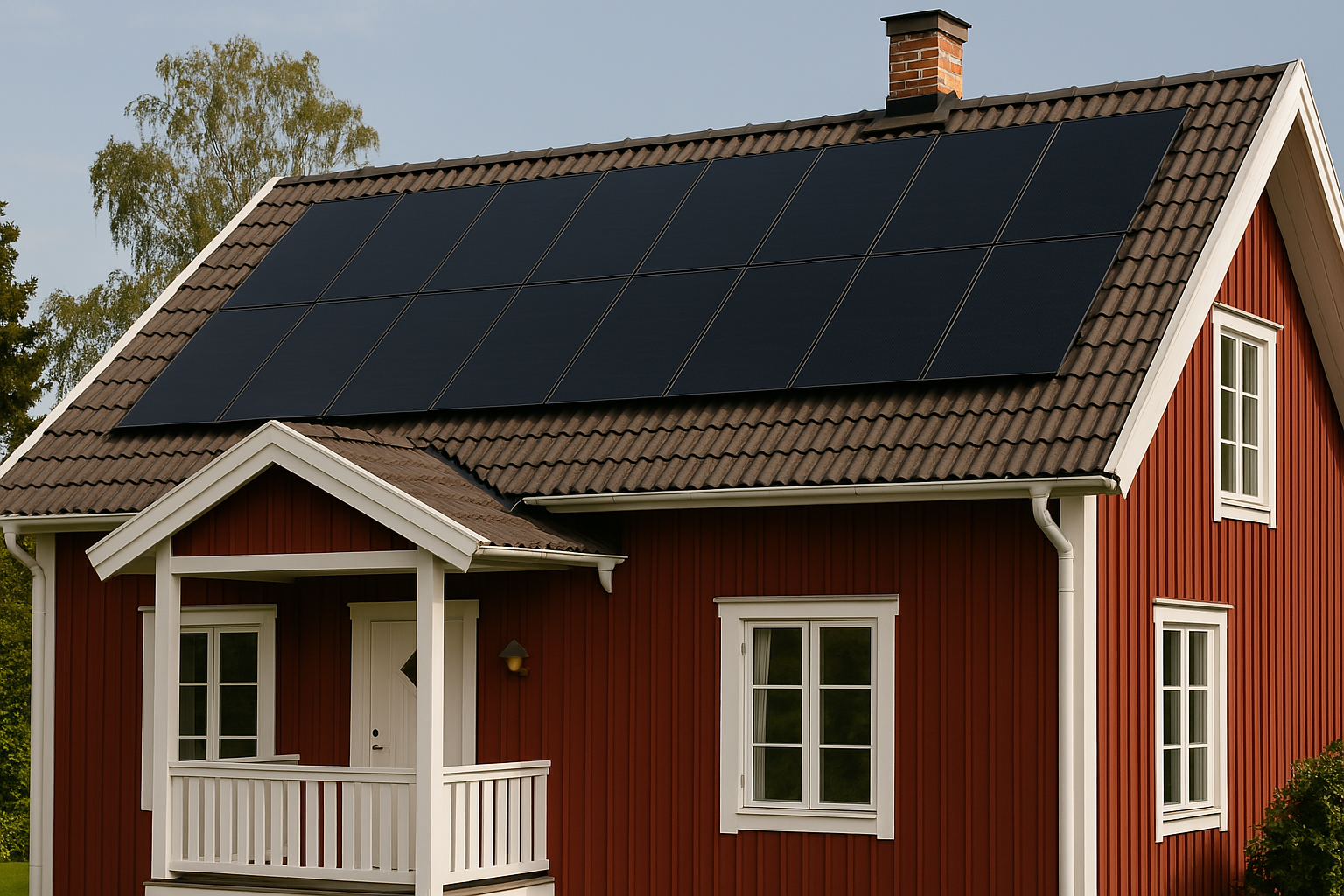 Villa med solceller på taket